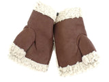 HANDSCHUHE FINGERLOS dunkelbraun S / M Kunstleder Kunstfell Natural Spirit