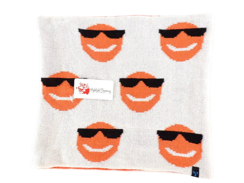 SCHAL RUNDSCHAL SMILEY Weiß mit Orangen Smileys Schlauchschal Schlupfschal H.C.