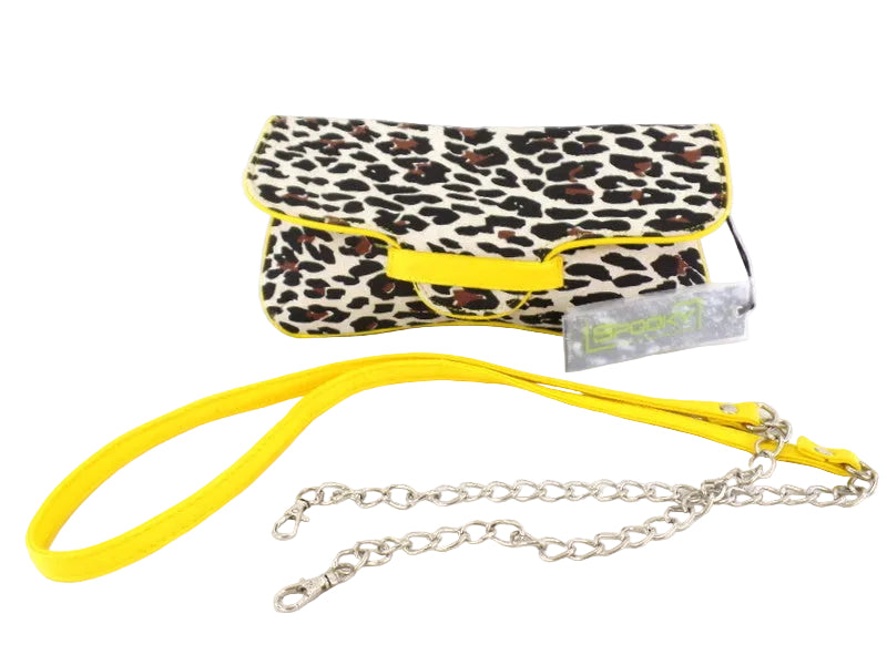 UMHÄNGETASCHE GELB SPOOKY GIRL  Leopardenmuster Schultertasche