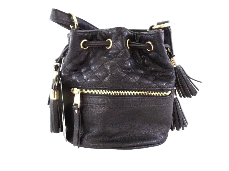 DAMENTASCHE RUCKSACK Optik Schwarz New Bags Tasche Handtasche Kordelzug