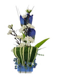 CASA - POADOR GESTECK mini künstliche Blumen Blau Weiß Mandelblüte Tulpen