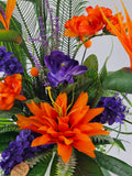 CASA - POADOR GESTECK künstlich Strelizie Buddleia Orange Blau Kunstblumen Deko