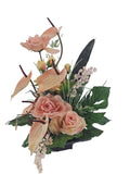 CASA  - POADOR BLUMENGESTECK künstlich Anthurien Rosen Rosa Lachs