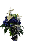 CASA - POADOR KUNSTBLUMENGESTECK Blau Weiß Anthurien Rosen Wohnaccessoires