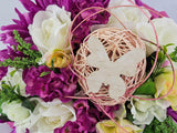 CASA - POADOR STRAUß Weiß Pink Rosen Chrysanthemen 40 D Schmetterling Deko