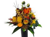 CASA - POADOR GRABSTRAUß Herbstrauß Sonnenblumen Gerbera Exoten Drachen Banksie Friedhof Gedenken