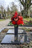 CASA - POADOR GRABSTRAUß künstliche Rote Rosen Exoten Mix Kunststoffherz Allerheiligen Gedenken Friedhof