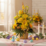 CASA - POADOR OSTERSTRAUSS künstliche Blumen Tulpen Eier Küken Federn Deko