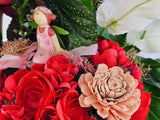 CASA - POADOR GESTECK Korb aus Kunstblumen Gerbera Knollenbegonie Einblatt