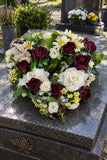CASA - POADOR GRABSCHMUCK Herzform Engelstecker bunt 30 cm Rote Rosen bunte Blumen Mix Friedhof Gedenken